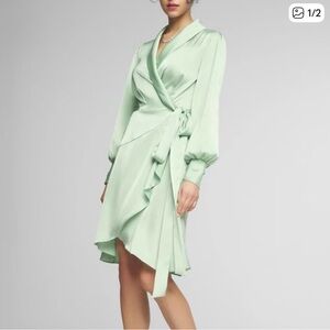 White House Black Market Light Green Asymmetrical Dress